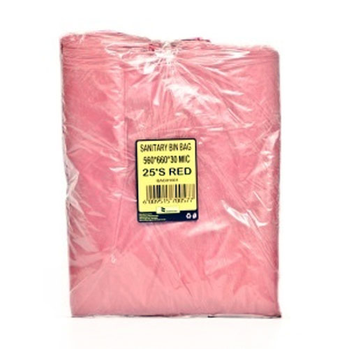 Sanitary Bin Bags (Red) (560x660x30MIC) 25’s