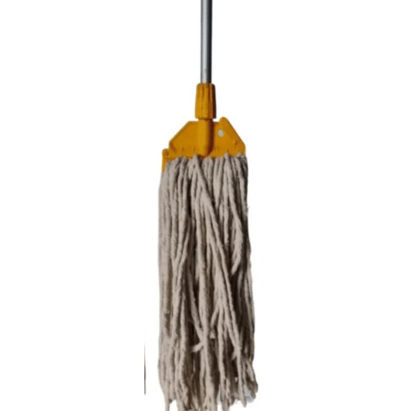 Complete Fan Mop Aluminium Handle With Plastic Clip - (Yellow)