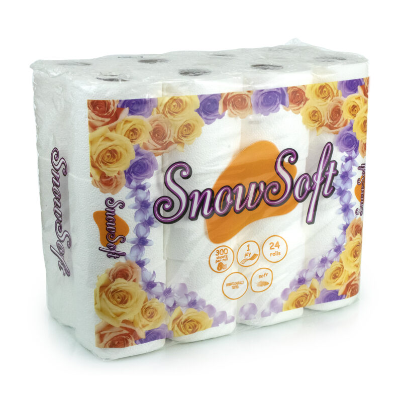 Toilet Paper 1 Ply 300 Sheets (Snowsoft) 24's