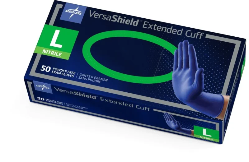 Verashield Extended Cuff Exam Gloves (Blue) Box 50's