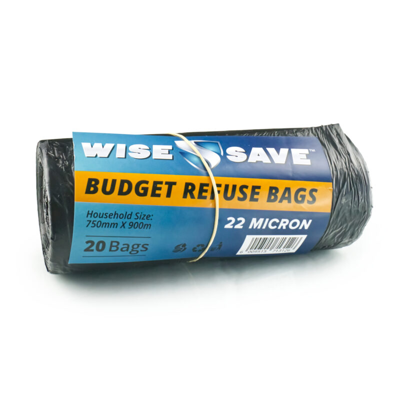 Wise Save Budget Refuse Bags Roll (Black) 750MMx950MM 22MIC 20's