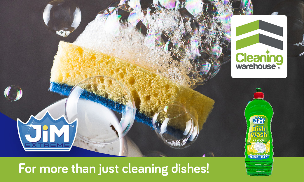 Jim™ Dish Wash with a bubbly sponge, showcasing its versatility for cleaning beyond just dishes