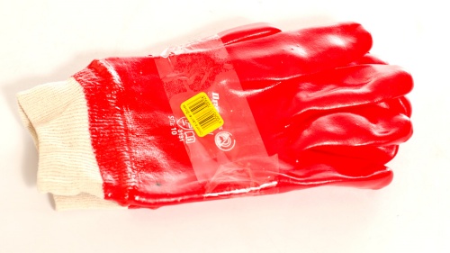 Standard PVC Gloves Knitted Wrist (Red)