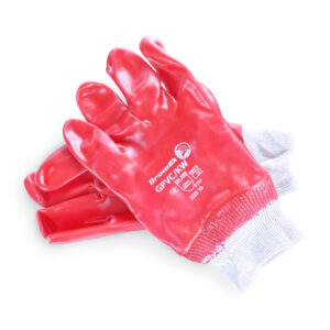 Standard PVC Gloves Knitted Wrist (Red)